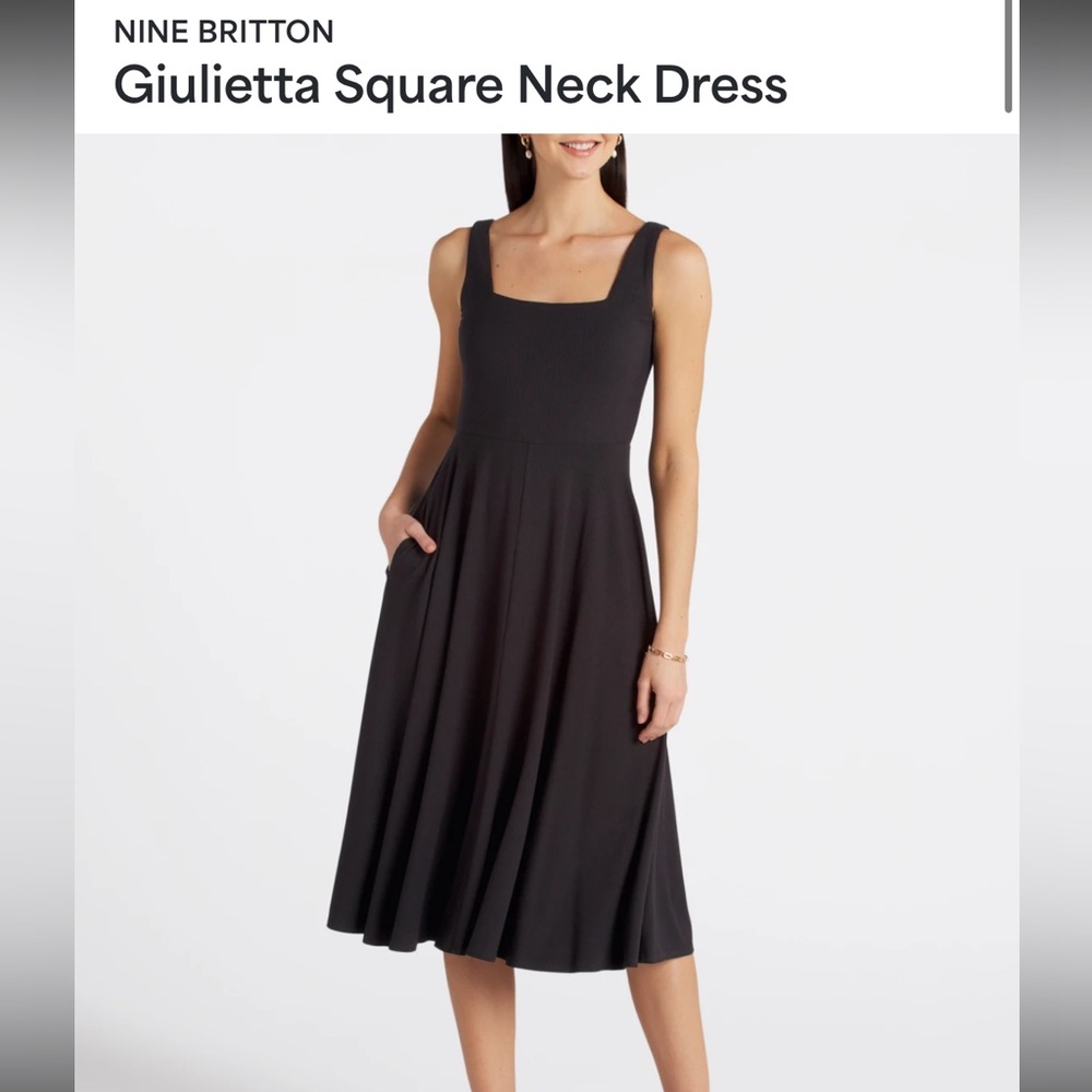 Nine Britton Black Giulietta Square Neck Dress